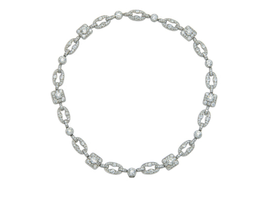 Antique Art Deco 1920s Cartier 27.40 Carat Diamond Openwork Link Necklace