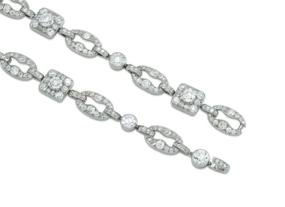 Antique Art Deco 1920s Cartier 27.40 Carat Diamond Openwork Link Necklace