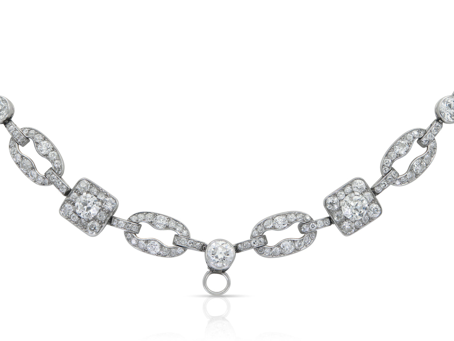 Antique Art Deco 1920s Cartier 27.40 Carat Diamond Openwork Link Necklace