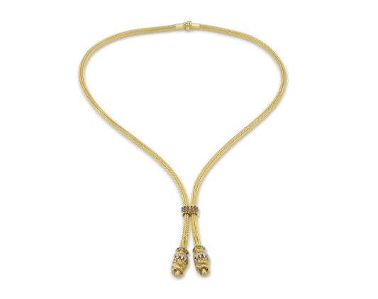 Vintage 1980s Lalaounis Lion Heads Sautoir Necklace