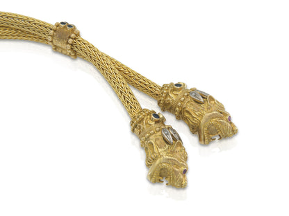 Vintage 1980s Lalaounis Lion Heads Sautoir Necklace