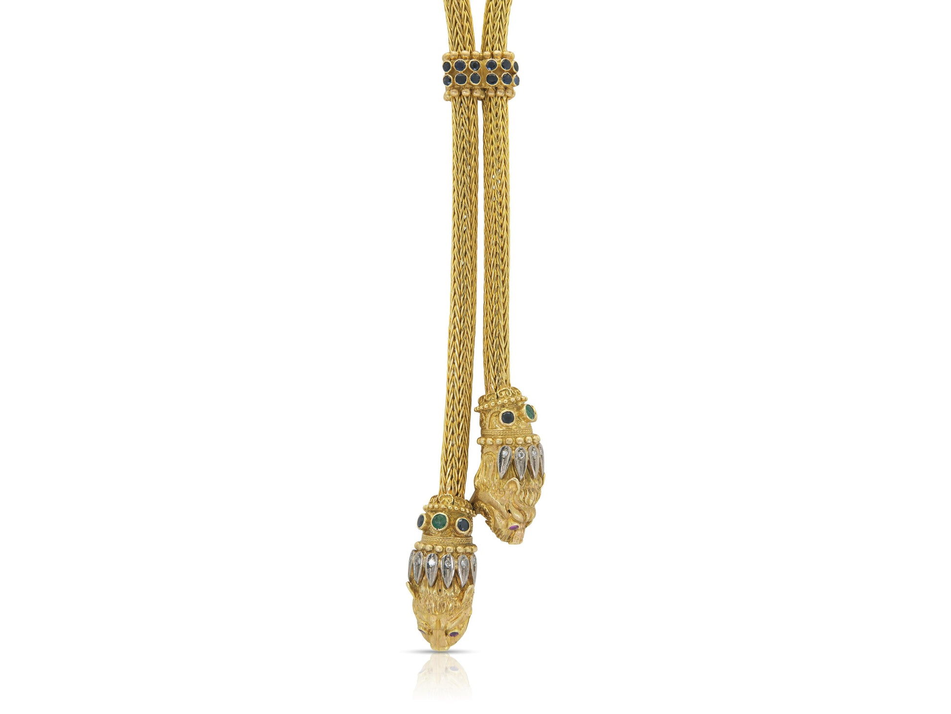 Vintage 1980s Lalaounis Lion Heads Sautoir Necklace