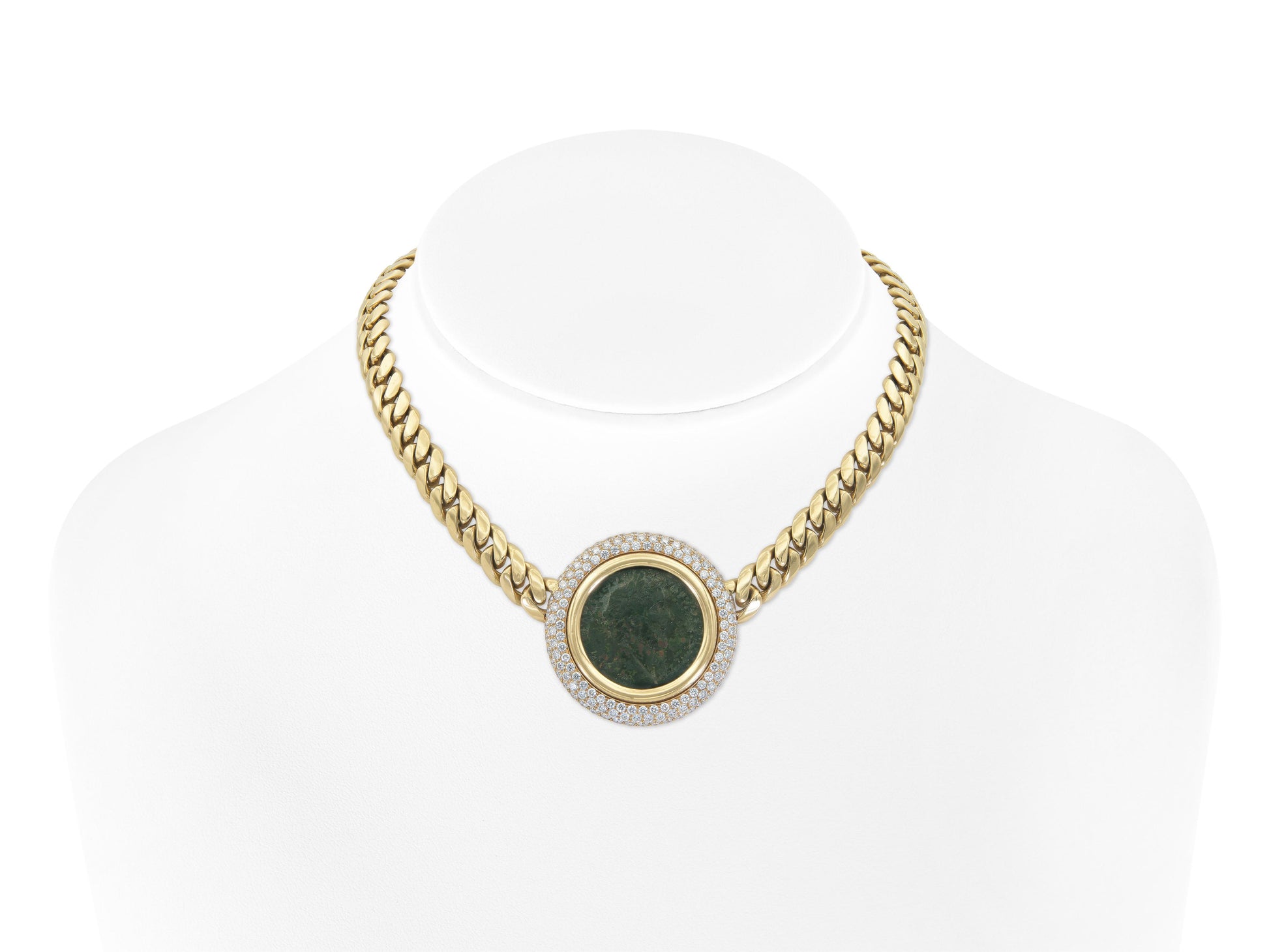 Vintage 1980s Bvlgari Moneta Roman Coin Necklace with Diamonds