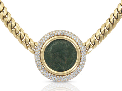 Vintage 1980s Bvlgari Moneta Roman Coin Necklace with Diamonds
