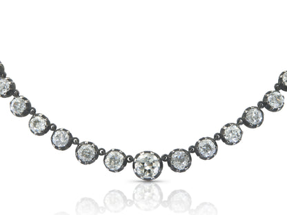 31.40 Carat Old European and Old Mine cut Diamond Riviera Necklace