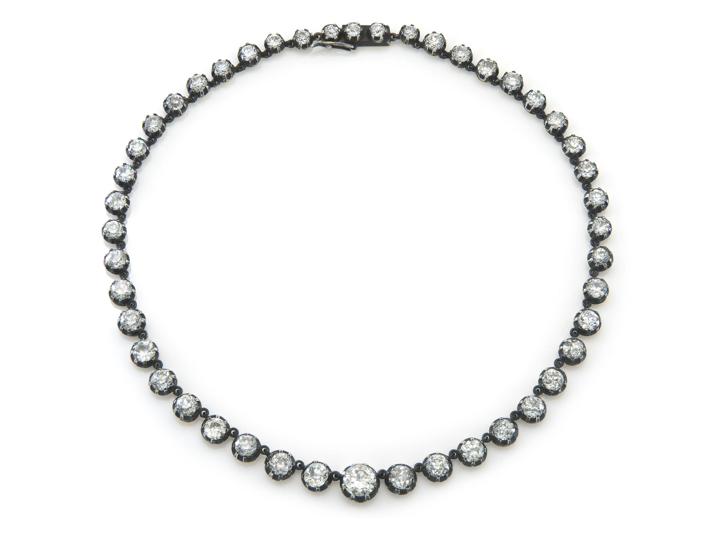 31.40 Carat Old European and Old Mine cut Diamond Riviera Necklace