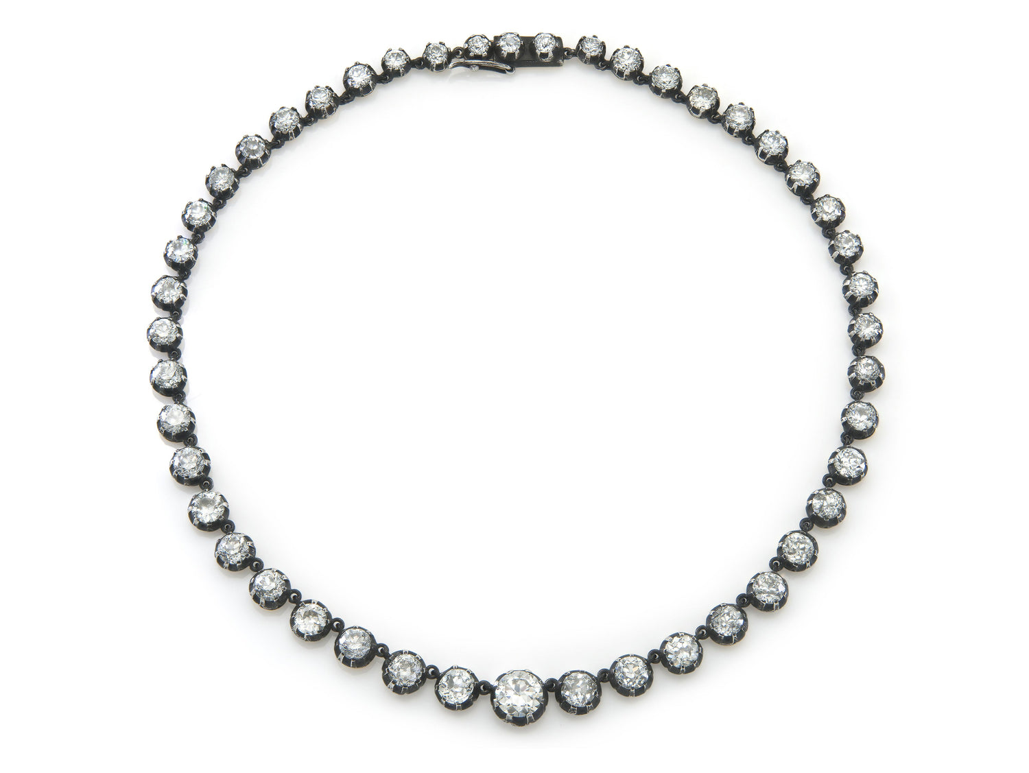 31.40 Carat Old European and Old Mine cut Diamond Riviera Necklace