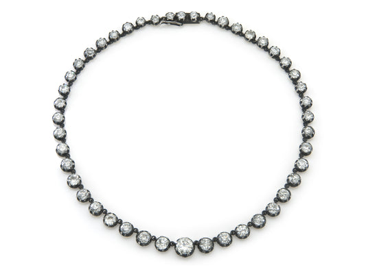 31.40 Carat Old European and Old Mine cut Diamond Riviera Necklace