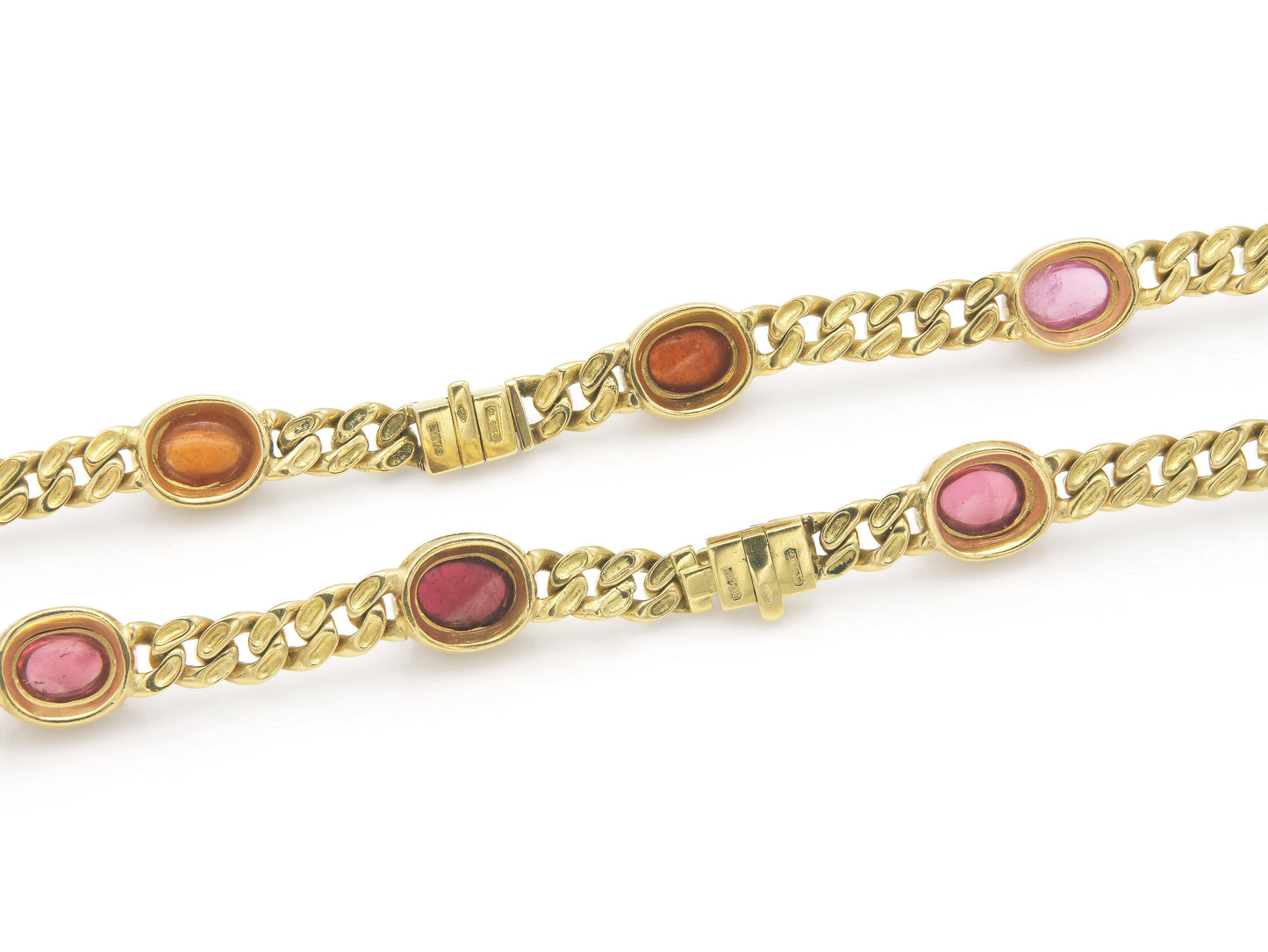 Vintage 1970s Bvlgari Cabochon Multi-Gemstone Station Necklace