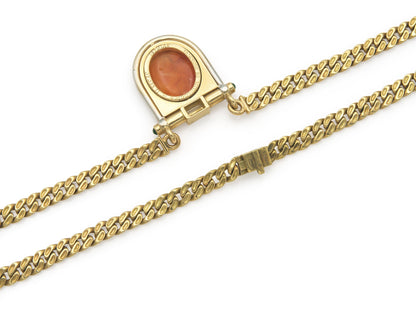 Vintage 1980s Bvlgari Carnelian Intaglio Pendant Necklace