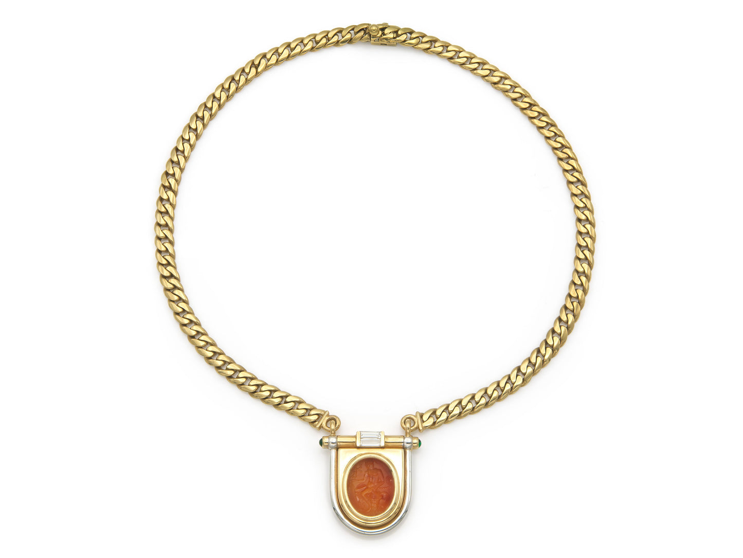 Vintage 1980s Bvlgari Carnelian Intaglio Pendant Necklace