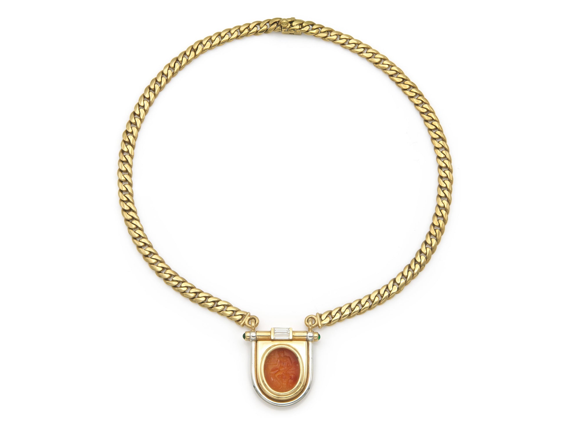 Vintage 1980s Bvlgari Carnelian Intaglio Pendant Necklace