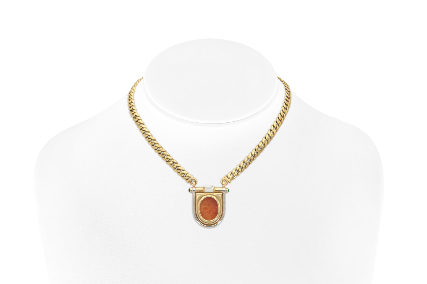 Vintage 1980s Bvlgari Carnelian Intaglio Pendant Necklace