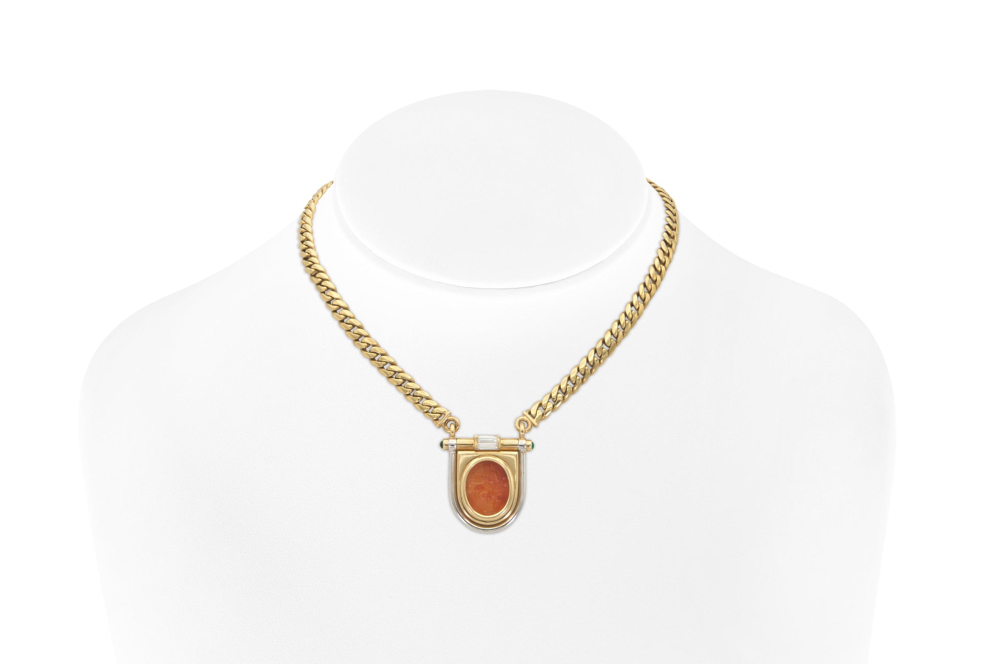Vintage 1980s Bvlgari Carnelian Intaglio Pendant Necklace