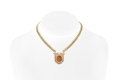 Vintage 1980s Bvlgari Carnelian Intaglio Pendant Necklace