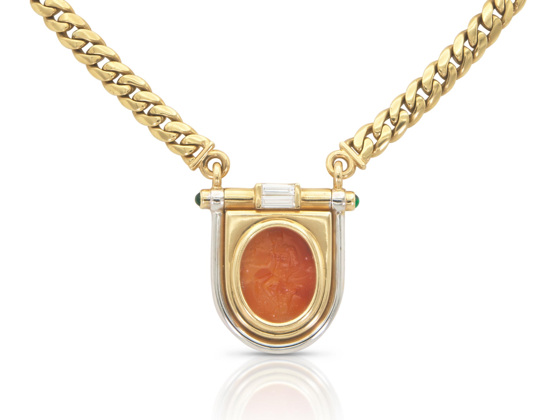 Vintage 1980s Bvlgari Carnelian Intaglio Pendant Necklace
