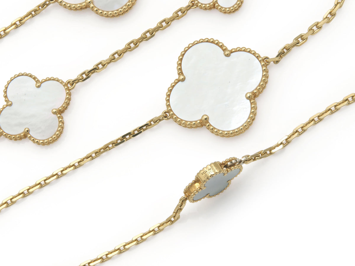 Van Cleef & Arpels 16 Motif Mother of Pearl Magic Alhambra Necklace
