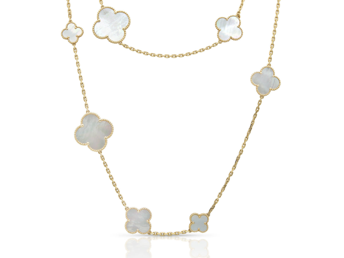 Van Cleef & Arpels 16 Motif Mother of Pearl Magic Alhambra Necklace
