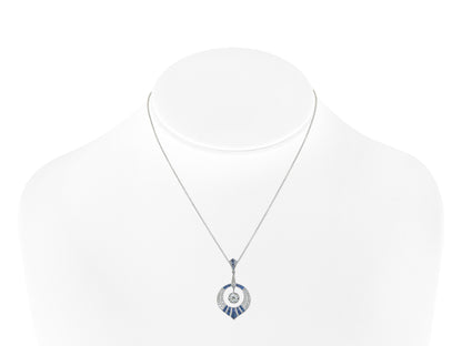 Antique Art Deco 1930s Diamond and Sapphire Pendant Necklace