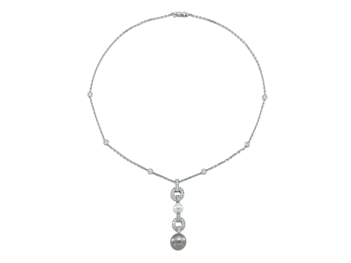Cartier Himalia Pearl and Diamond Drop Pendant Necklace