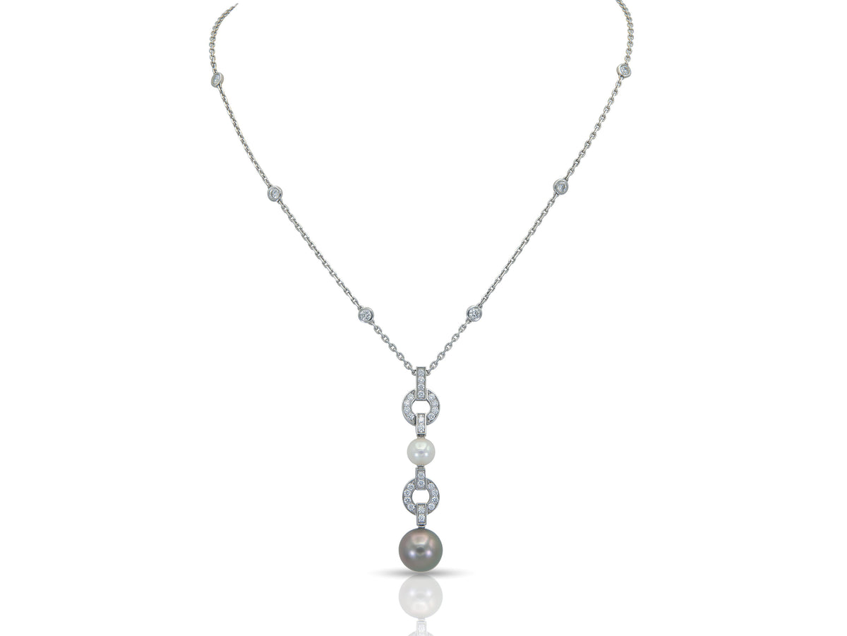 Cartier Himalia Pearl and Diamond Drop Pendant Necklace