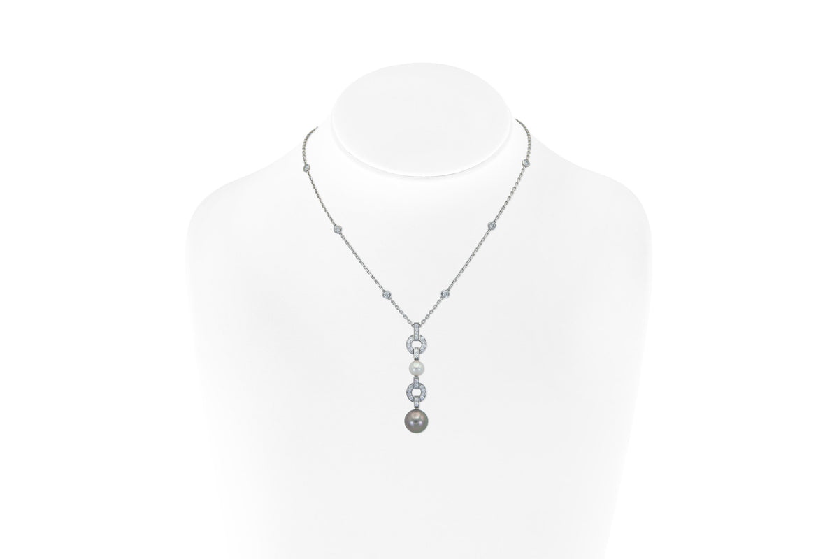 Cartier Himalia Pearl and Diamond Drop Pendant Necklace