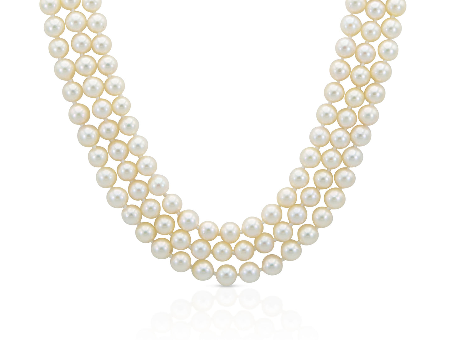 Vintage 1950s Three Strand Pearl Necklace