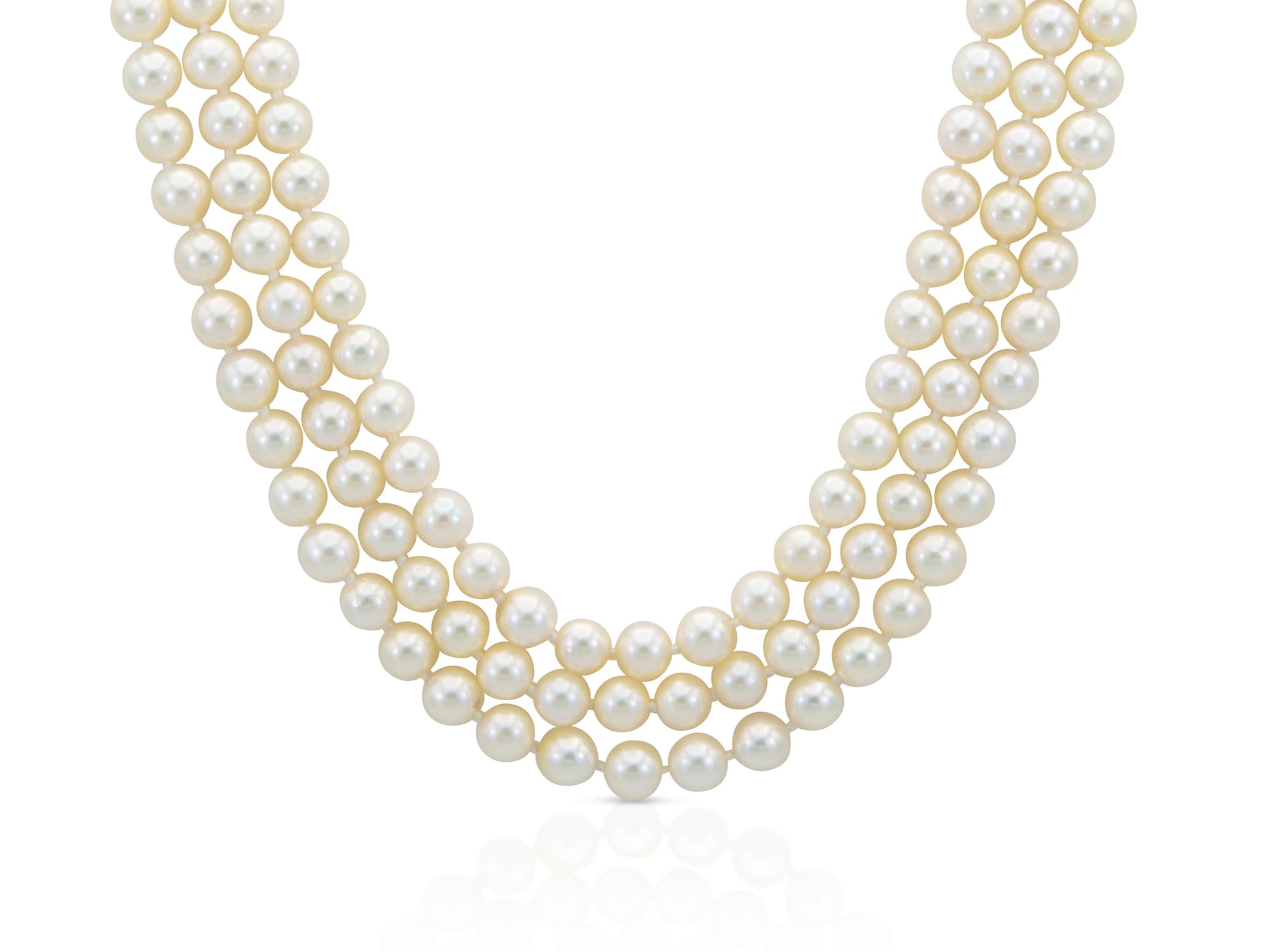 Vintage 1950s Three Strand Pearl Necklace
