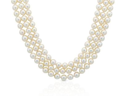 Vintage 1950s Three Strand Pearl Necklace