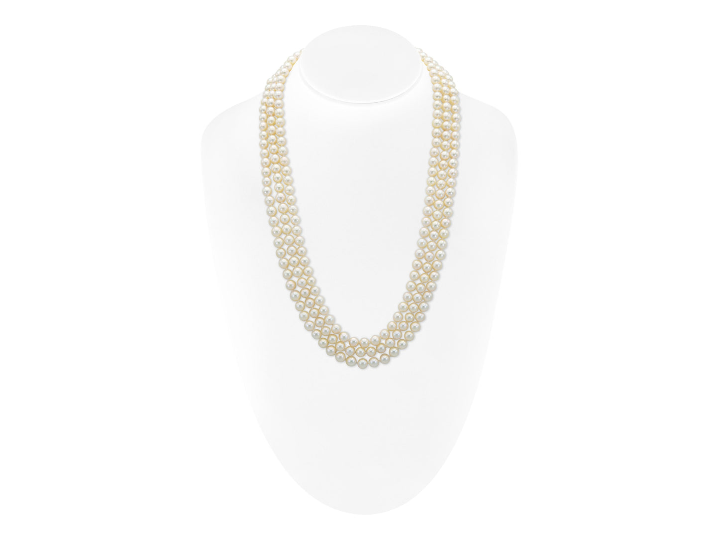 Vintage 1950s Three Strand Pearl Necklace
