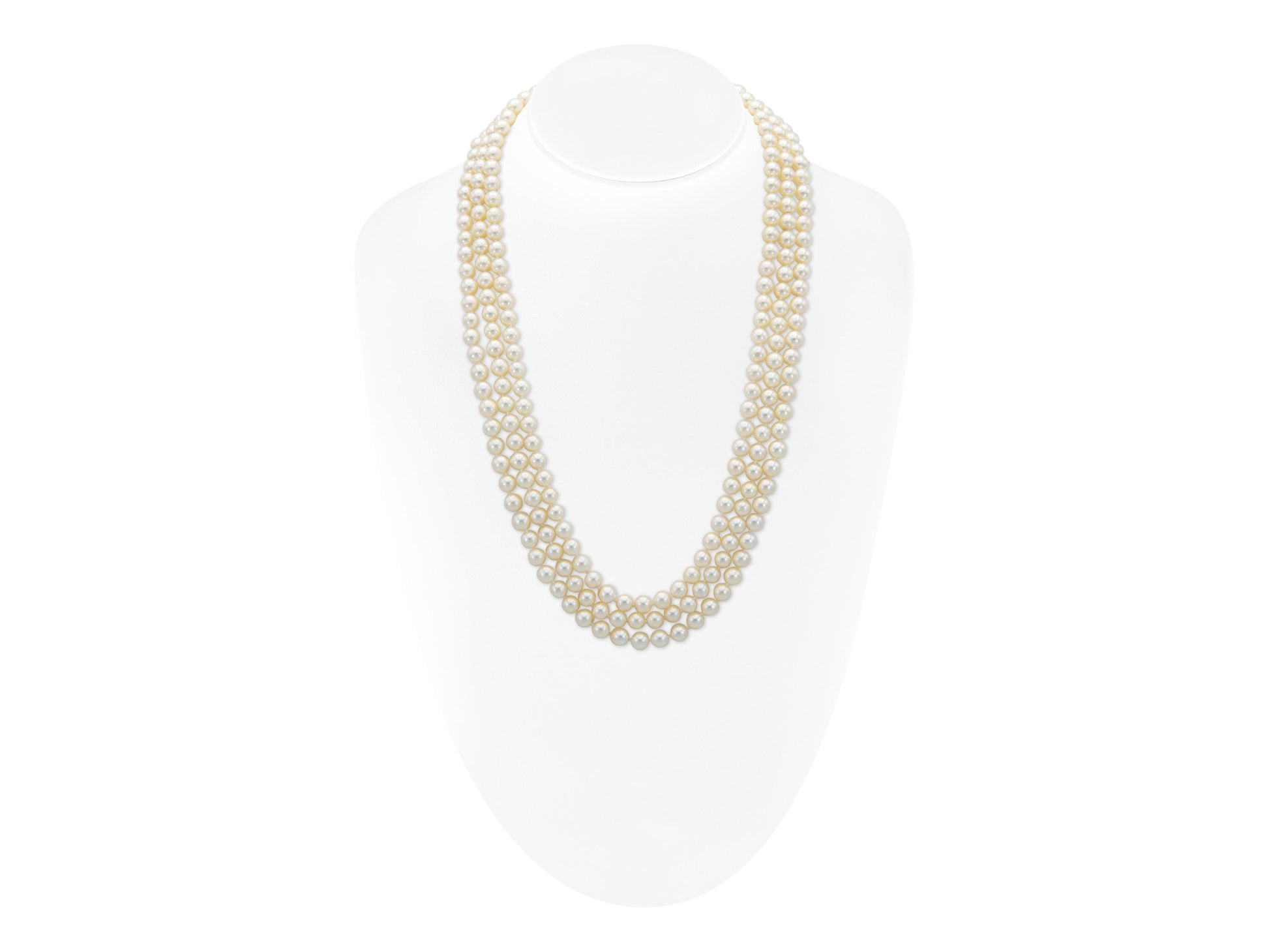 Vintage 1950s Three Strand Pearl Necklace