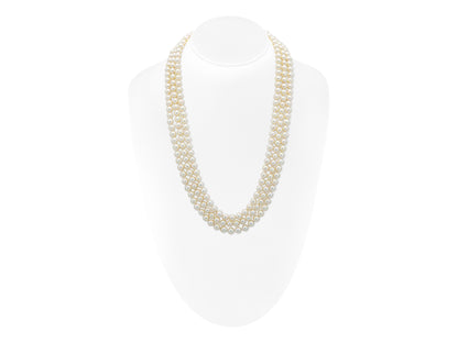 Vintage 1950s Three Strand Pearl Necklace