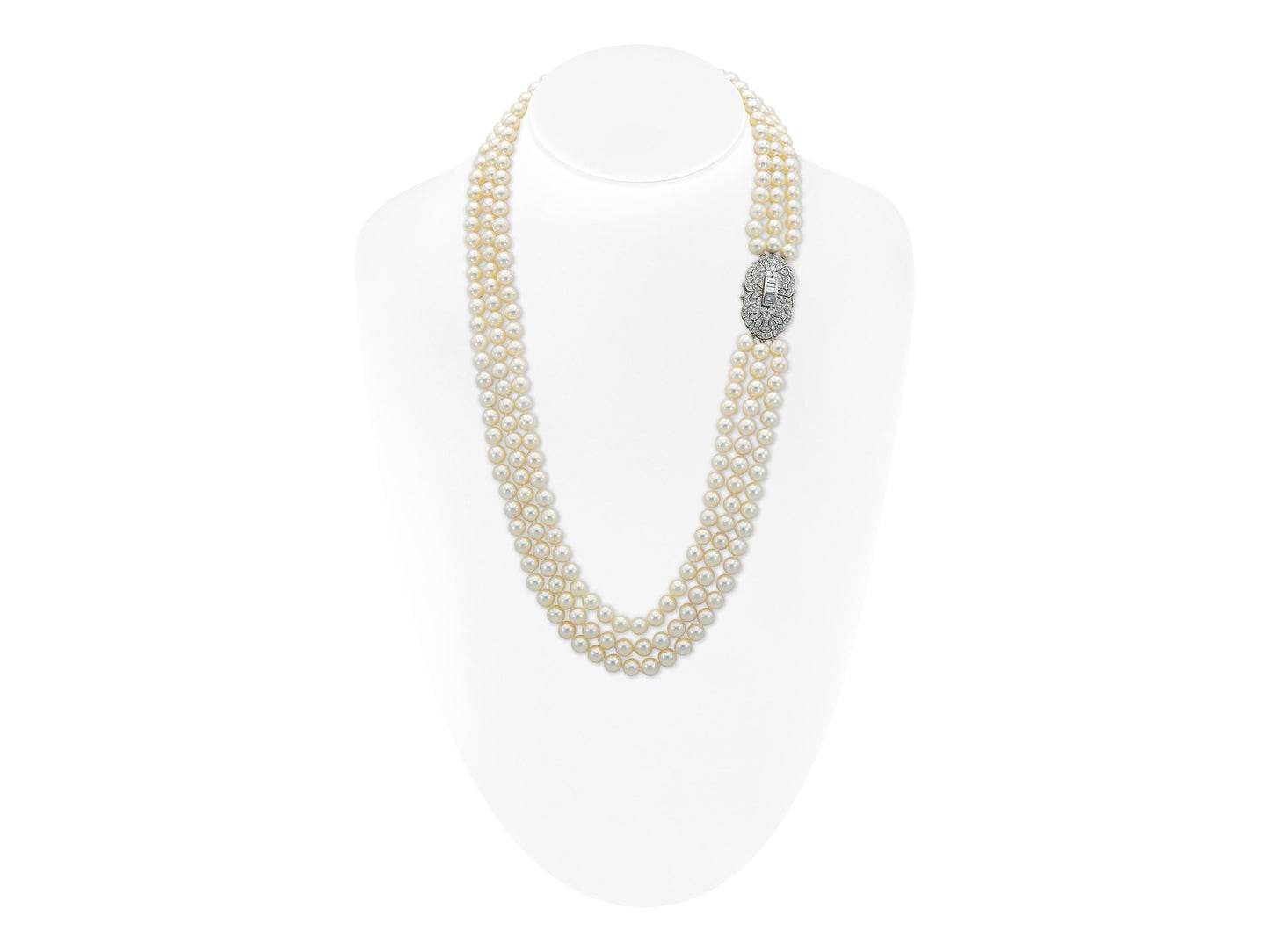 Vintage 1950s Three Strand Pearl Necklace