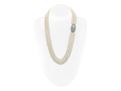 Vintage 1950s Three Strand Pearl Necklace