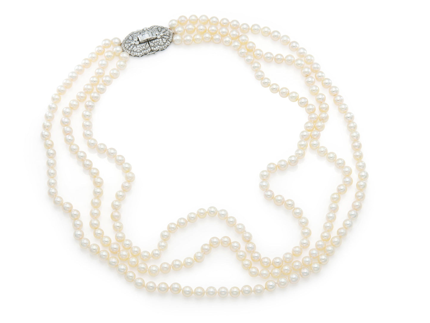 Vintage 1950s Three Strand Pearl Necklace