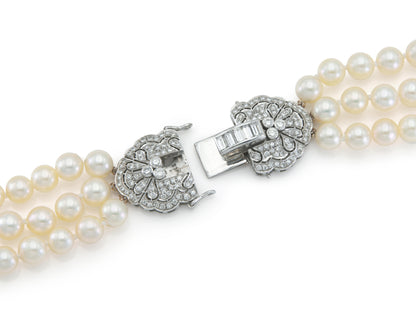 Vintage 1950s Three Strand Pearl Necklace