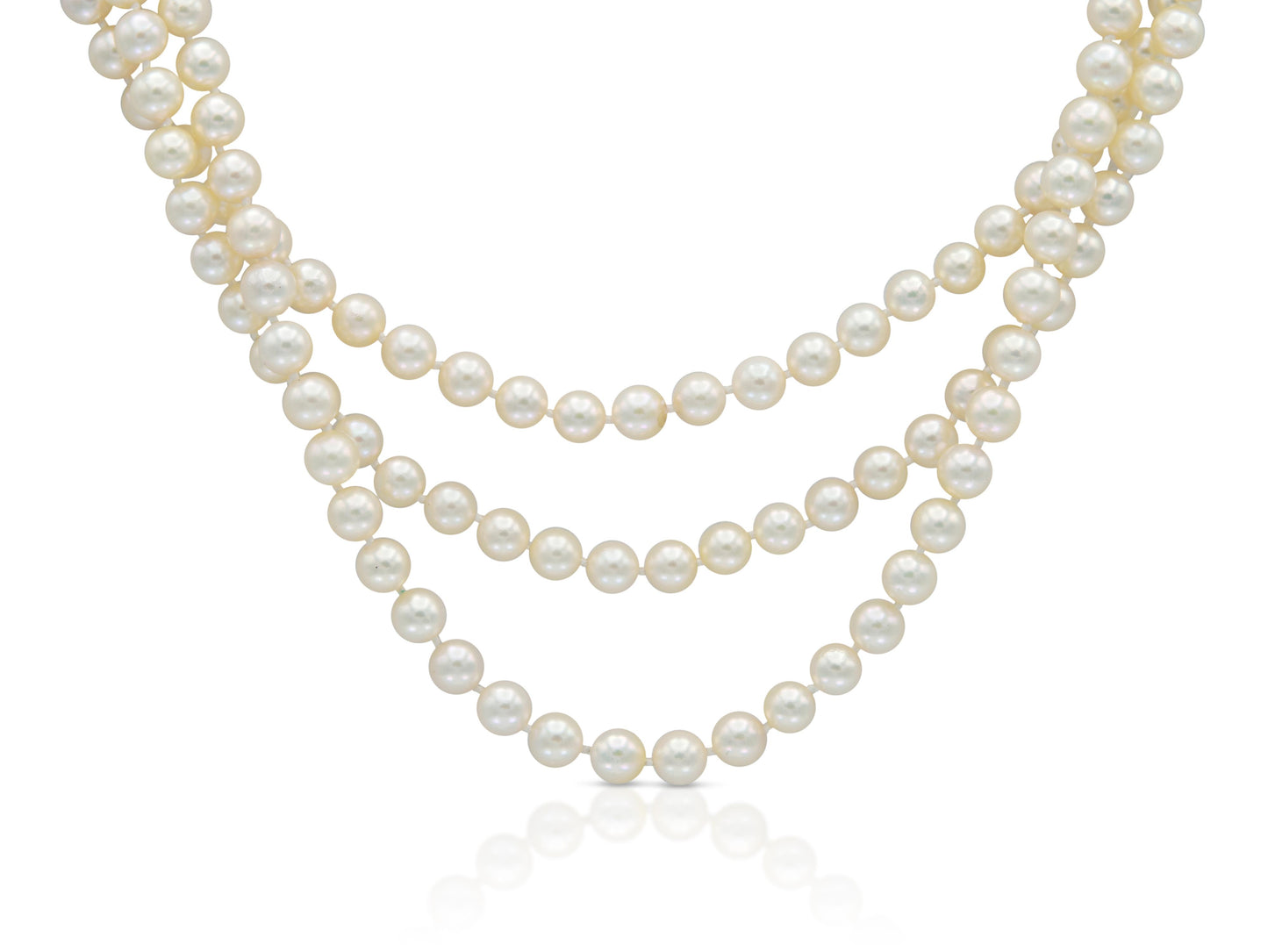 Vintage 1950s Three Strand Pearl Necklace