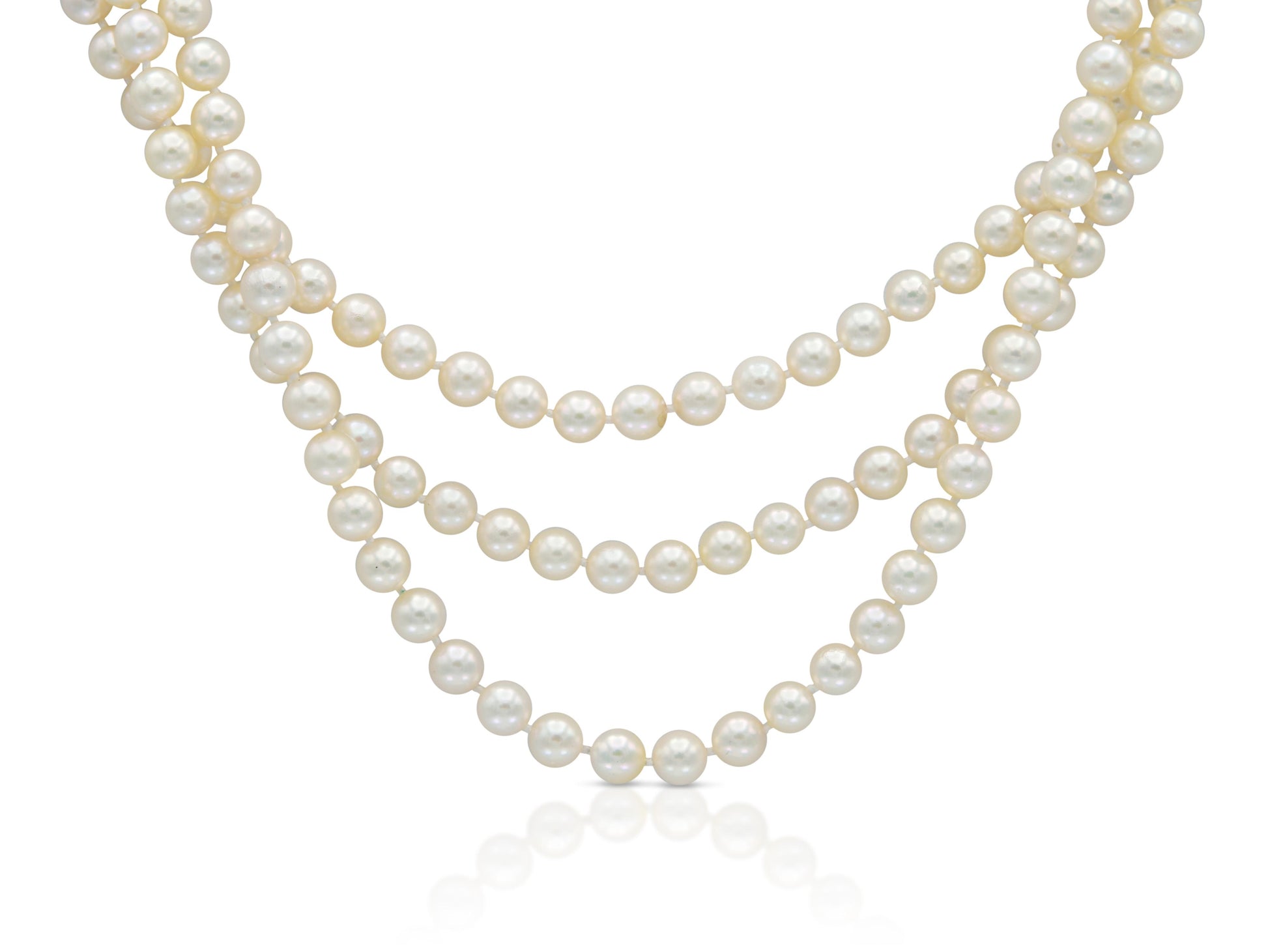 Vintage 1950s Three Strand Pearl Necklace