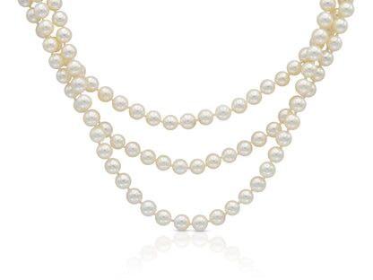 Vintage 1950s Three Strand Pearl Necklace