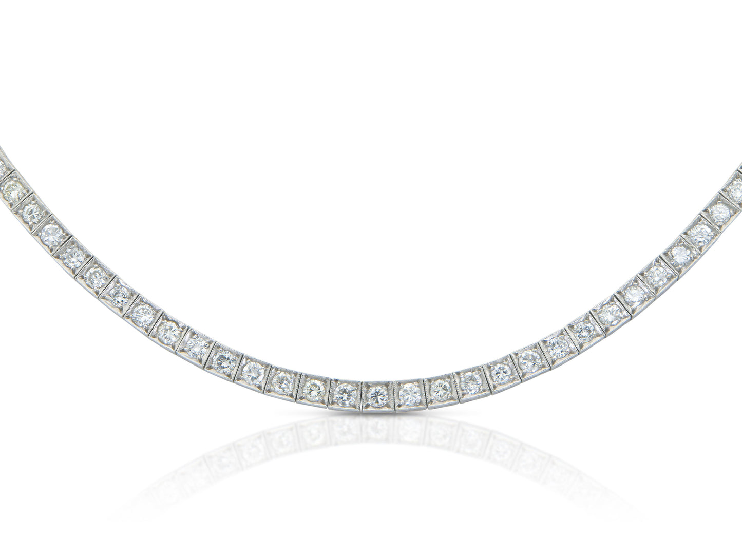 12.00 Carat Box Set Round Cut Diamond Tennis Necklace