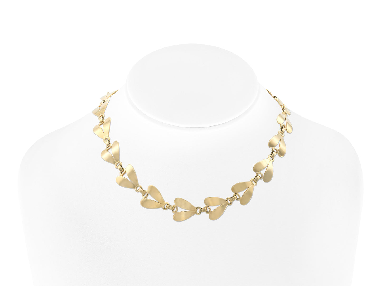 Vintage 1940s Retro Gold Petals Necklace Bracelet and Earrings Set