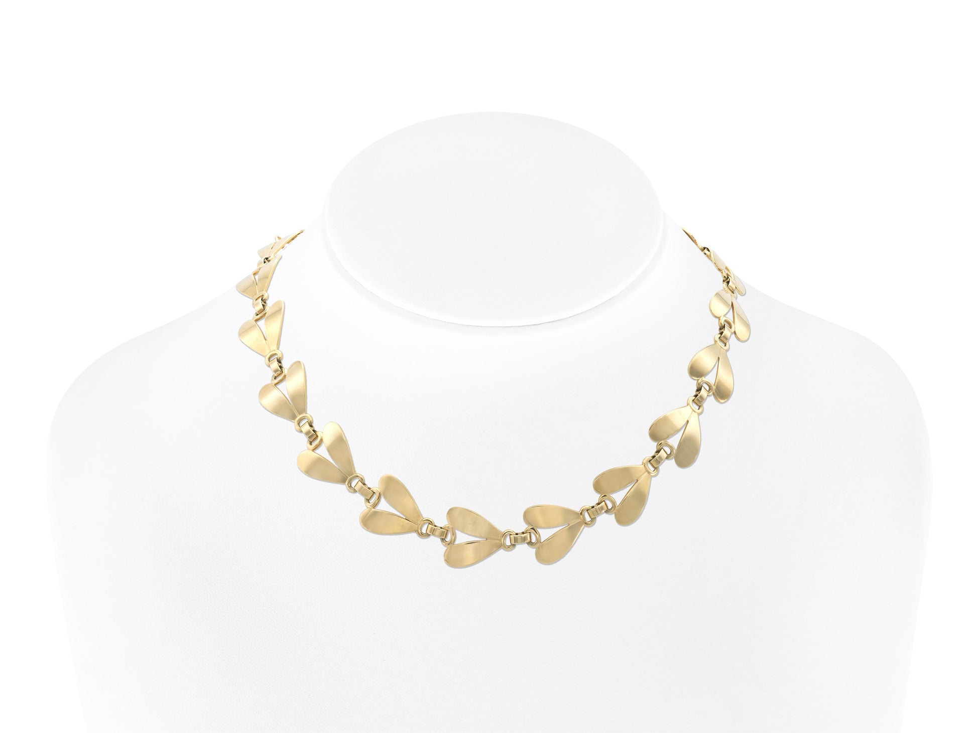Vintage 1940s Retro Gold Petals Necklace Bracelet and Earrings Set