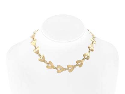Vintage 1940s Retro Gold Petals Necklace Bracelet and Earrings Set