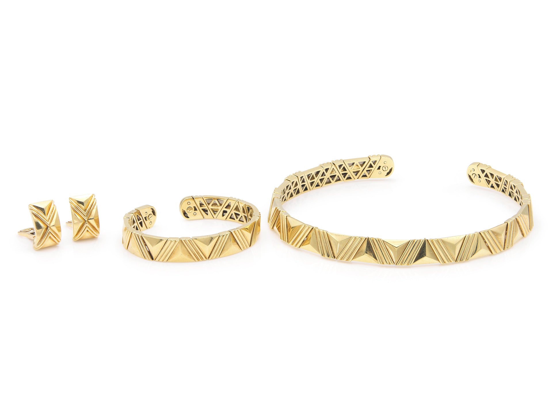 Vintage 1980s Gold Chocker Necklace, Bracelet & Earrings Set