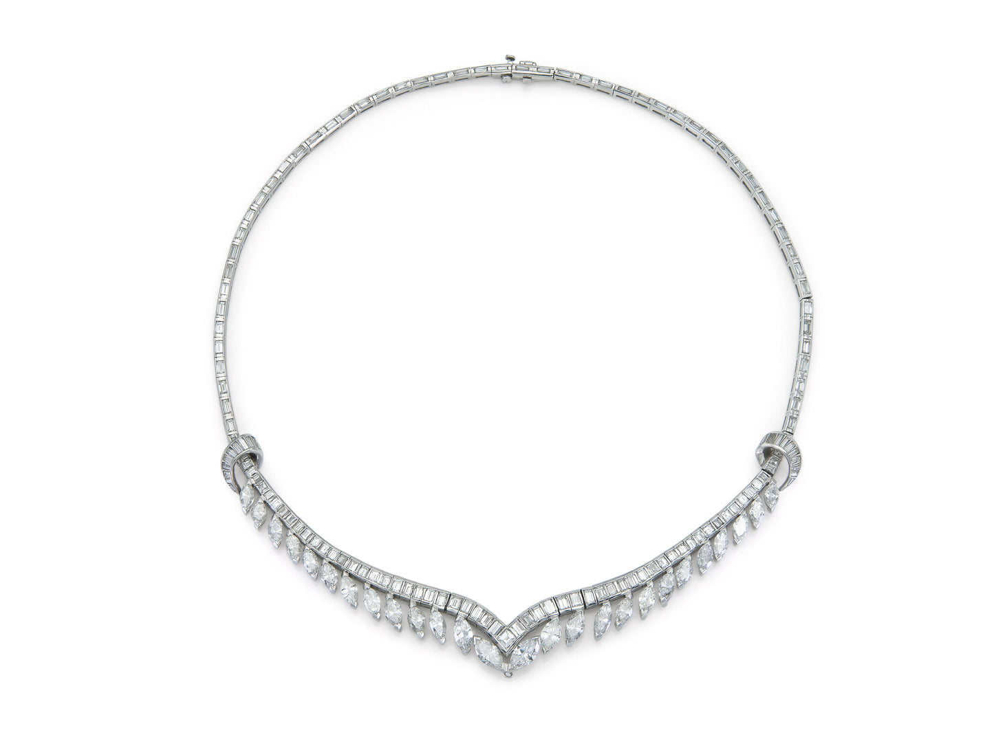 Vintage 1950s 20.00 Carat Multi-Cut Diamond Necklace