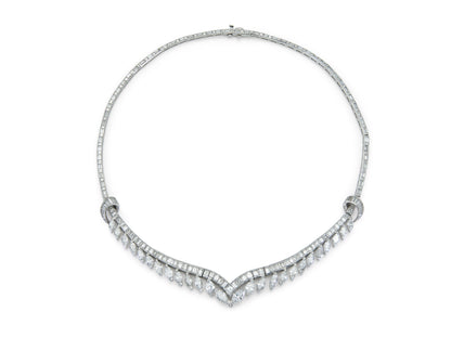 Vintage 1950s 20.00 Carat Multi-Cut Diamond Necklace