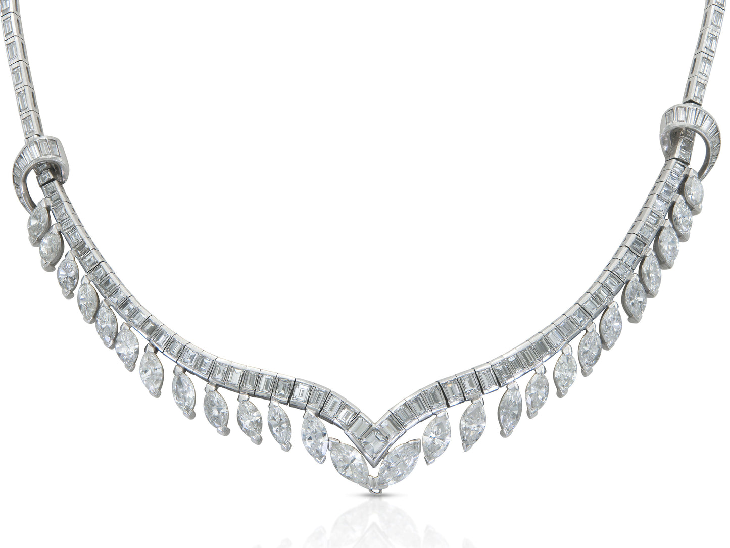 Vintage 1950s 20.00 Carat Multi-Cut Diamond Necklace