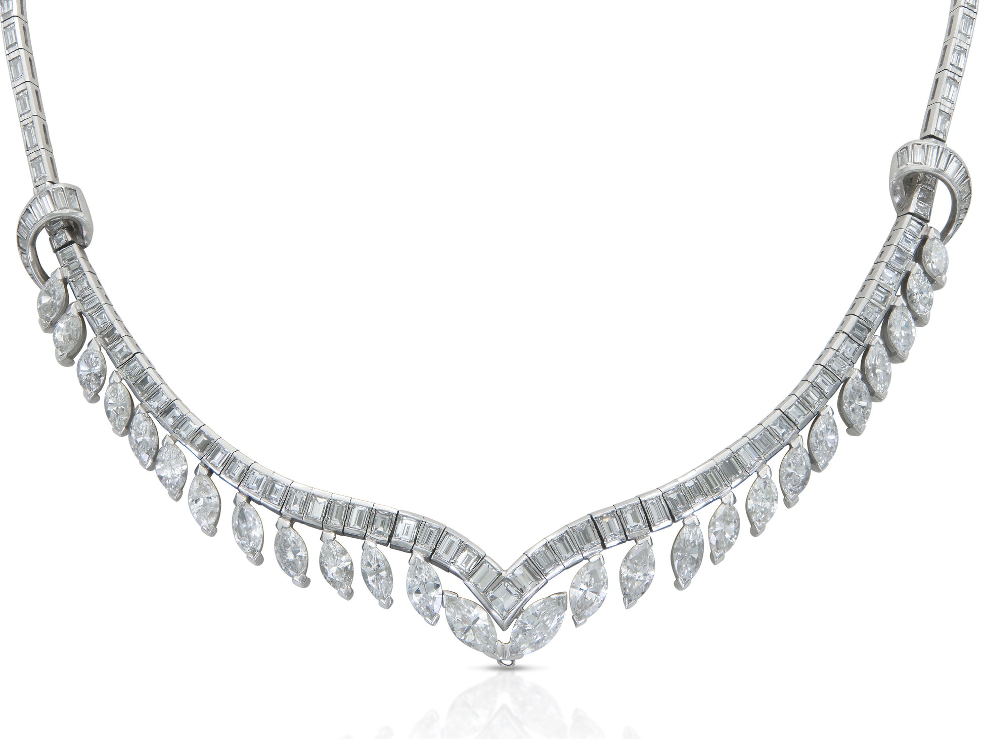 Vintage 1950s 20.00 Carat Multi-Cut Diamond Necklace