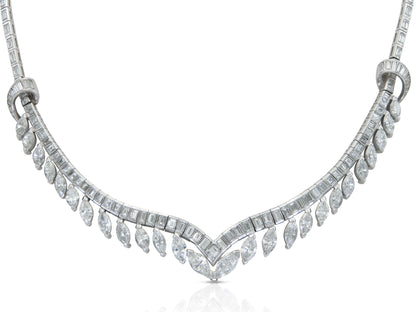Vintage 1950s 20.00 Carat Multi-Cut Diamond Necklace