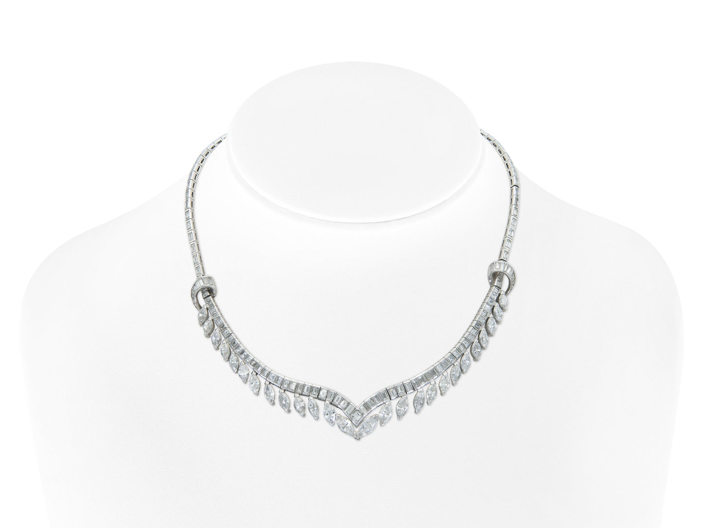 Vintage 1950s 20.00 Carat Multi-Cut Diamond Necklace